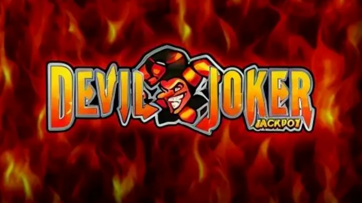 Interface do jogo Devil Joker Jackpot com símbolos de frutas flamejantes e o personagem Devil Joker.
